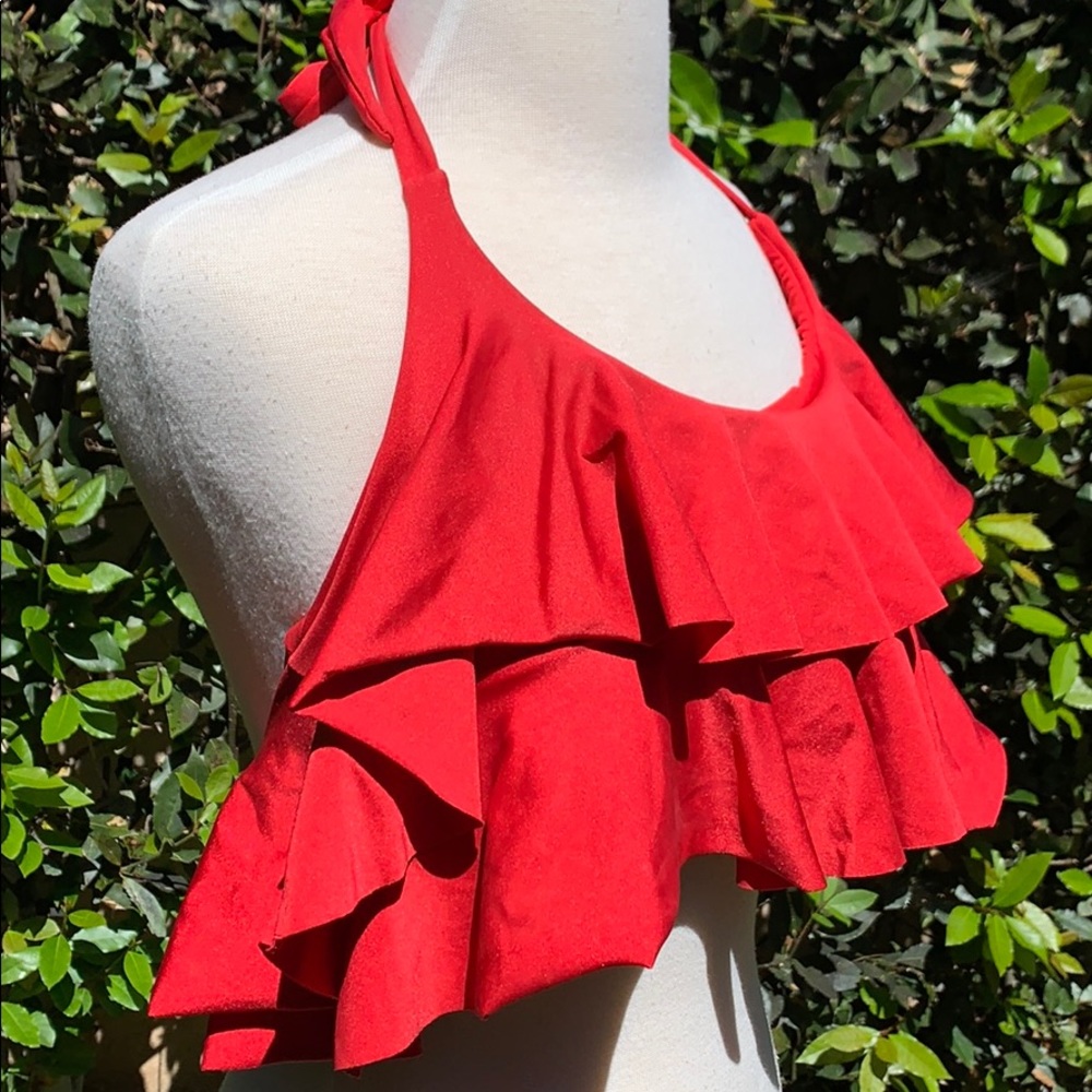 Nicolita Rumba Red Ruffle Bikini Top - Picture 2 of 3